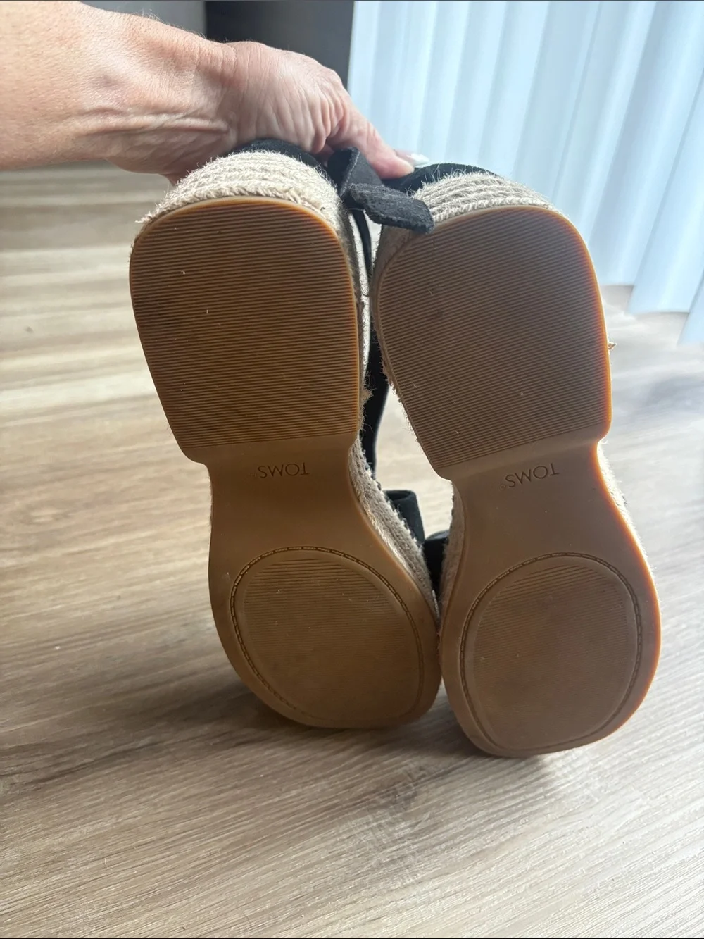 Toms Black Suede Platform Espadrille Sandals